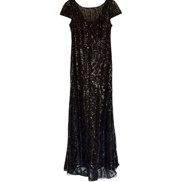 Calvin Klein black sequin cap sleeve maxi dress size 6 - Picture 3 of 14